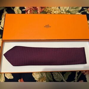 Hermes Eggplant Silk Tie